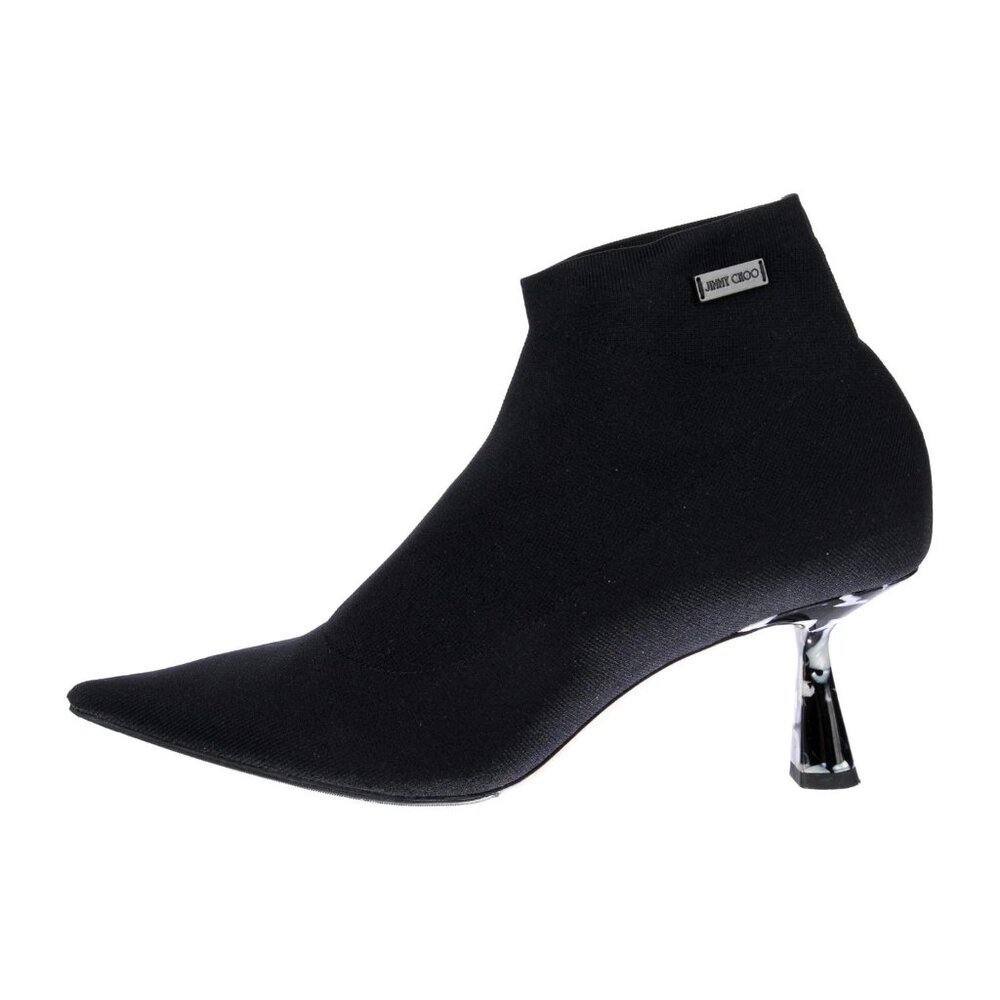 Jimmy Choo -  Saber 65 - Black Booties with Marble Heel